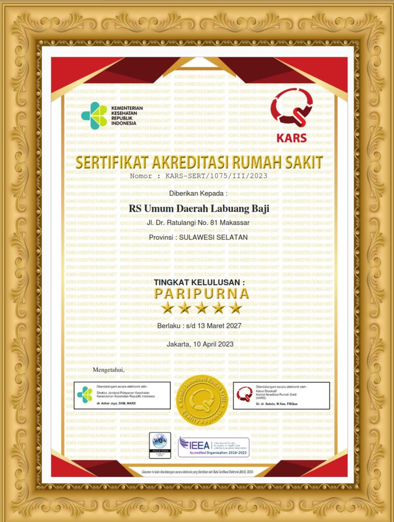 RSUD Labuang Baji PARIPURNA BINTANG LIMA dalam pelaksanaan Akreditasi Rumah Sakit.
